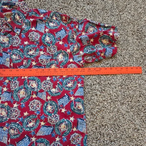 Vintage America's‎ Cup 1995 Short Sleeve Shirt Mens Large Red BD Baggies Cotton - Picture 6 of 8